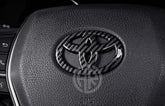 Toyota Corolla Carbon Fiber Steering Wheel Emblem Sporty Red Design
